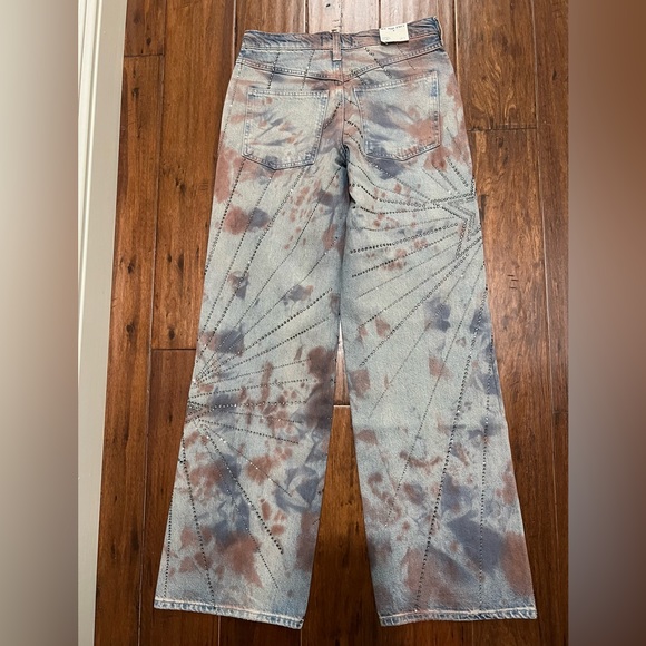 Free people Aurora Mid Rise Straight Jeans size 24 $248- Swarovski Crystals!! - Picture 12 of 16